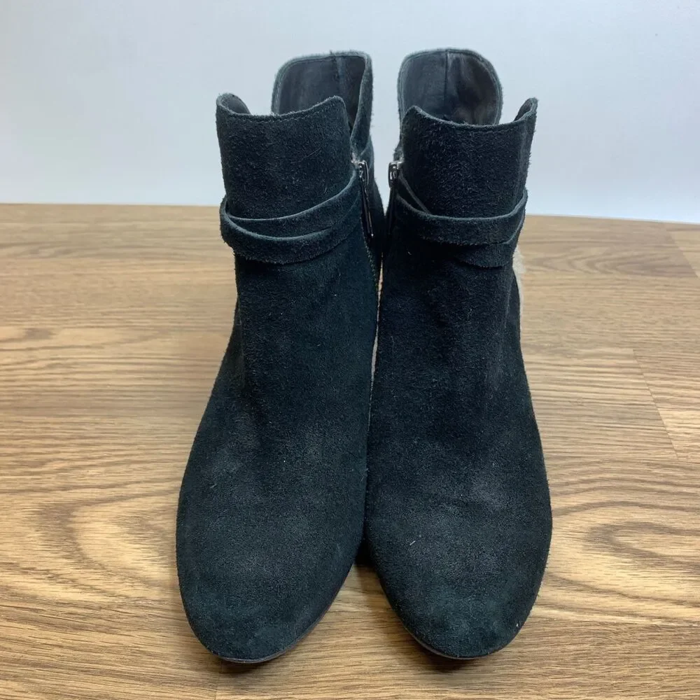 UGG Alexandra Wedge Size‎ 8.5 Black Suede Boot Heel Zipper Shoes Bootie